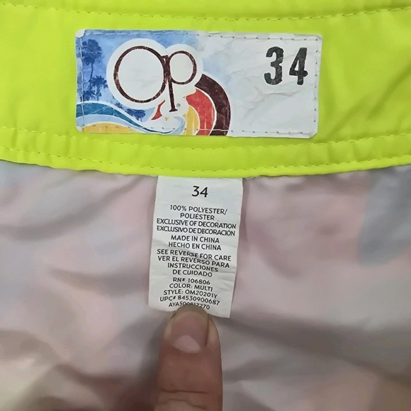 OP Ocean Pacific Shorts Mens 34 Board Swim Shorts Rainbow Tie Dye - Picture 6 of 7